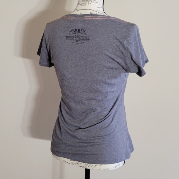 Harley Davidson Grey & Orange Tee - Picture 2 of 4
